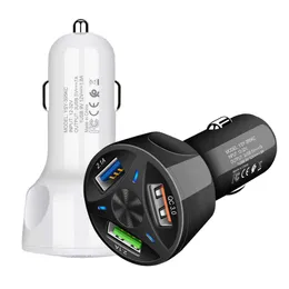 Cigarette 12v-24v Car Lighter Charge Adapter Auto Quick Charge Splitter QC3.0 Car Charger 3 USB Phone Charge Port Fast Charging
