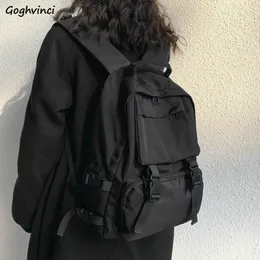 Stor kapacitet ryggsäckar preppy studenter ryggsäck knapp resa väska solid enkel harajuku chic mode unisex high street
