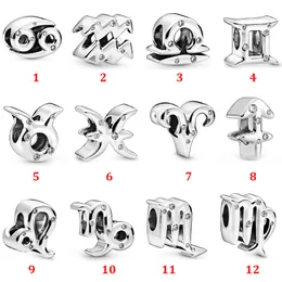 Echtes 925er-Sterlingsilber, passend für Pandora-Armband-Charms, Zwölf-Monats-Sternzeichen-Kollektion, Schütze-Charms, Perlen, Liebesherz, blauer Crysta-Charm für DIY-Perlen-Charms