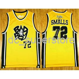 Biggie Smalls # 72 Notorious Big Bad Boy filme camisa de basquete costurada amarela personalizada masculina feminina juventude camisa de basquete XS-6XL