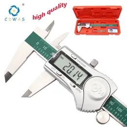 Digital display calipers de aço inoxidável 0-150mm 1/64 fração / mm / polegada LCD eletrônica eletrônica de calibre de vernier IP54 impermeável 210810