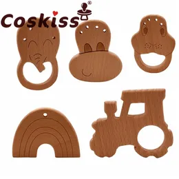 Coskiss 10pcs Beech Wooden Toys DIY Crafts Baby Teether For Making Rattles Educational Toy Born 211106