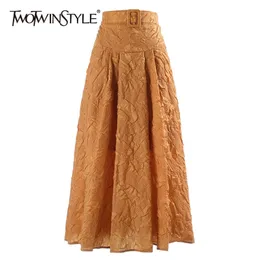 Casual patchwork midi-rok voor dames, hoge taille, sjerpen, grote maten rokken, damesmode, kledingstijl 210521