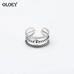 Cluster Rings Oloey Simple Multi Twisted Lines يمكن تعديلها للنساء 925 Sterling Silver Bead Ring المجوهرات الراقية الكورية YMR798