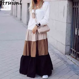 ファッション自由奔放に生きるドレス緩いカジュアルパーティーエレガントな女性のドレス秋の長袖の床の長さのカラフルなパッチワークKleider Damen 210513