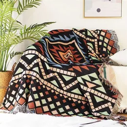 Bohemian Knitted Throw Thread Blanket on the Bed Sofa Towel Plaid Tapestry spread Tablecloth 211101