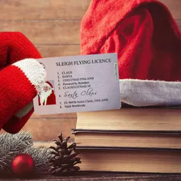 サンタクロース飛行カードそりライディングライセンスの木の飾りクリスマスの装飾の古い男のドライバーライセンスエンターテインメント小道具クリスマスギフト
