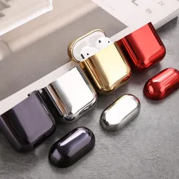 Earphone cases Electroplated Hard Shell Case For Apple Air pods Protective Gold Box Anti-fall Universal Cover 2 1