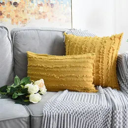 Cuscino/cuscino decorativo un paio di federe in cotone con frange Boho, fodera decorativa rettangolare con nappe per divano