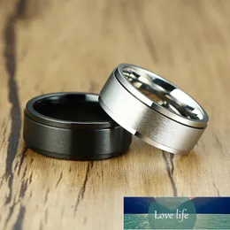 Zorcvens Black Silver Color Ring Mäns Bröllopsmärken Rostfritt Stål Roterbar 8mm Male Anel Stilig Punk Ring för Man Fabrikspris Expert Design Kvalitet
