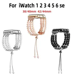 Mode Dame Watch-Bands Geeignet für Apple Watch Pearl Riemen Frauen Einziehbare Schmuck Armband Bands 38/40mm 42 / 44m