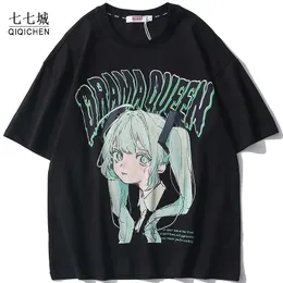 T-shirt Anime College da uomo Cartoon Girl stampato O-Collo Streetwear T-shirt in cotone estivo da uomo moda giapponese