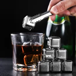 Rostfritt stål återanvändbara isbitar Mini Ice Clip Wines Ölkylare Verktyg Whisky Wine Bar Party Supplies Iced Chilling Stones BH6193 WLY