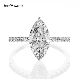 Shipei 925 Sterling Silver Marquise Cut Skapat Diamanter Ädelsten Bröllop Förlovning Fina Smycken Ringar Partihandel 211217