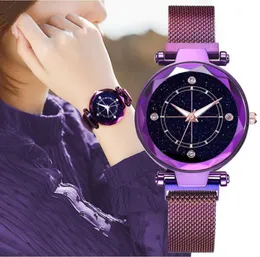 Armbandsur Märke Magnet Milanese Klockor Kvinnor 2021 Starry Sky Creative Design Big Dialwristwatch Dress Women's Quartz