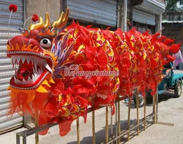 Chinese DRAGON DANCE mascot costume Set Size 5# 10m Length silk 8 players stundent print fabric students Folk china special culture holiday party