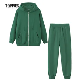 Toppies Autunno Inverno donna Zip Up Felpe con cappuccio Cappotto oversize in pile caldo con tasca 220217