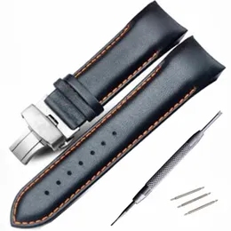 Watch Bands For T035 T035407 T035410 Straps 22mm 23MM 24MM High Quality Butterfly Buckle Orange Line Black Smooth Genuine Leather Watchband