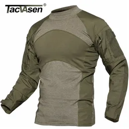 TACVASEN Men Summer Tactical T-shirt Army Combat Airsoft Tops Long Sleeve Military tshirt Paintball Hunt Camouflage Clothing 5XL 220304