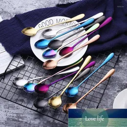 Stainless Steel Coffee Spoons Mixing Spoons Cold Drink Fruit Long Ice Ladles Rainbow Sharp Head And Round Head Cutlery 6pcs/set1