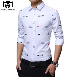 MiaCawor Mężczyźni Koszule Koszule Moda Drukuj Camisa Masculina Slim Fit Długie Rękaw Odzież Społeczna Plus Rozmiar 5XL C379 210626