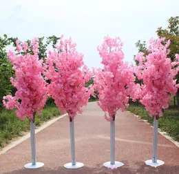 2021新しい5フィートの背の高い白い人工桜の花の木ローマのコラムロードの結婚式のモールが開かれた小道具