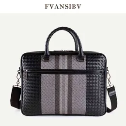 HandBag Men's Leather Luxury Brand Business Briefcase Leather Woven Bag Fashion Shoulder Bag ComputerBag Large Capacity 2021 New