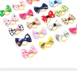 100pcs/lot Cute Puppy Dog Small Bowknot Hair Bows with Rubber Bands Handmade Hair Accessories Bow Pet Grooming