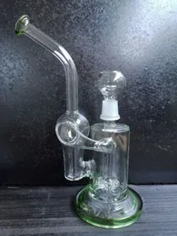 Heady Glass Bongs Recycler Bong Unique Green Blue Sidecar Hookahs Water Pipes Showerhead Perc Percolator Oil Dab Rigs 14.4mm Joint schkang shop