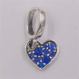 Andy Jewel Annajewel 925 Sterling Silver Beads Stellar Blue Tilted Heart Dangle Charm Charm