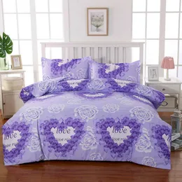 Kärlek Lila Blomma sängkläder Sängkläder Nordic Style Family Quilt Cover Case Duvet Cover King (Endast 1pc Duvet Cover) F0330 210420