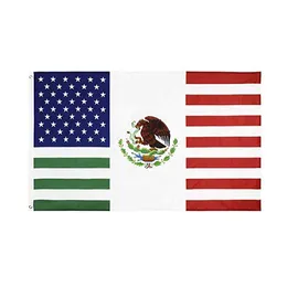 USA Meksyk Flaga Przyjaźń Żywy Kolor UV Fade Odporne na zewnątrz Podwójne szyte Dekoracja Banner 90x150cm Sport Digital Print Hurtownie