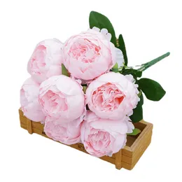 Simuleringstee Rose 7 Heads Artificial Silk Peony Flower Festival Bröllop Hem DIY Atmosfär Dekorativa Blommor