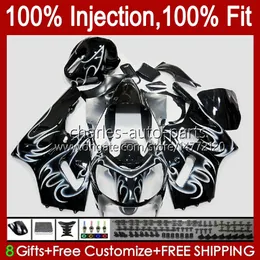 Injection mold Fairings For KAWASAKI NINJA ZX1200 C ZX 1200 12R 1200CC ZX 12 R 1200 CC 00-01 Bodywork 2No.11 ZX1200C ZX12R 00 01 ZX-12R 2000 2001 OEM Body Kit white flames blk