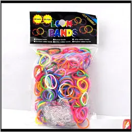 Connectors Findings Components Jewelry Drop Delivery 2021 500Packs 600 Mixed Color Pcs/Pack Loom Bnads Rubber Wrist Band With 25 S-Clips