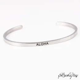 Bracelets de manchette d'amour en acier inoxydable ALOHA pour femmes bijoux empreinte de main Mantra Bracelet Bracelet