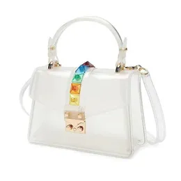 Clear Transparent PVC Shoulder Bags Women Candy Color Jelly Purse Solid Handbags Sac A Main Femme Crossbody Bag