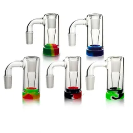 14mm Male Glass Ash Catcher With Colors Silicone Contain Smoking Accessories Straight Slicone Bong For Water Pipes Bongs In Stock ASH-P501