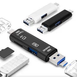 랜덤 1 USB 2.0 카드 리더 어댑터 유형 C USB 마이크로 USB 메모리 TF OTG 카드 리더