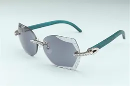 cutting photochromic lens 8300817 sunglasses with endless diamonds and teal natural wooden temples 58-18-135mm