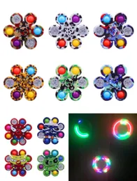 LED Luminous Tie-dye graffiti gyro Push Simple Dimple Toys Plus 6-8 Sides Finger Play Game Anti Stress Spinner Colorful rotating wholesale