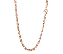 Rose Guldpläterad Kedja Halsband för kvinnor Paperclip Linked Chain Halsband Rostfritt Stål Flat Snake Chain Halsband 3,5 mm 20 tum