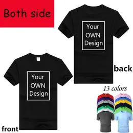 Seu próprio design com dois lado / foto / letras homens e mulheres DIY algodão t camisa de manga curta T-shirt casual 13 cores 210409