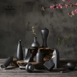Klassische schwarze Porzellanvase aus Keramik für Zuhause, Büro, Schreibtisch, Dekoration, Bastelstil, DIY-Vase, Geschenk CY52609 210409