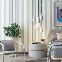 Wallpapers Blue Vertical Striped Wallpaper Mediterranean Children's Bedroom Study Living Room TV Backgrpund For