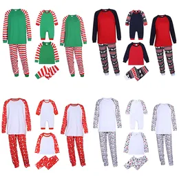 Family Christmas Pajamas Children Homewear Pajama Home Sets DIY Blank Xmas Sleepwear Matching Outfits 8 Styles M3771