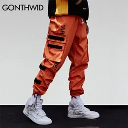 Gonthwid męskie kieszenie boczne Cargo Harem spodnie Hip Hop Casual Male Tatical Joggers Spodnie Moda Streetwear 210715