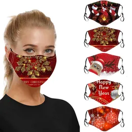 Hot 2021 Christmas Twarz Maska Designer New Fashion Drukowanie Maska do twarzy Dustoszacze i Anti-Haze PM2.5 Element filtrujący może być myjący i ponownie wykorzystany