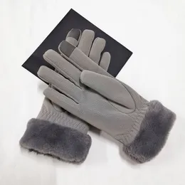Guanto stile pelliccia sintetica dal nuovo design di marca per donna Guanti invernali caldi all'aperto con cinque dita in pelle artificiale all'ingrosso 9963