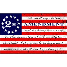 90 x 150 cm, We'll Defend 2nd Second Amendment 1791, Vintage-amerikanische Flagge, Polyester, Messingösen, patriotisches Dekor, Wandkunst, Höhle für den Außenbereich, Innenbereich, TR0054